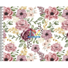 Sintético doll estampado  - Floral Aline - Fundo branco
