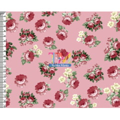 Sintético doll estampado  - Floral - Manu - Fundo Rose