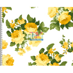 Sintético doll estampado  - Floral - Verona - Amarelo