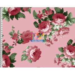 Sintético doll estampado  - Floral - Verona - Fundo Rose