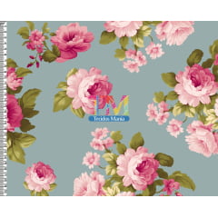 Sintético doll estampado  - Floral - Verona - Fundo Verde Vintage