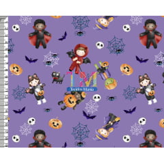 Sintético doll estampado - Halloween - kids - fantasia - fundo roxo