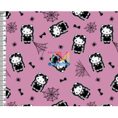 Sintético doll estampado  - Hello kitty - wandinha - Fundo Rosa