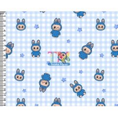Sintético doll estampado  - Labubu - Xadrez star - azul