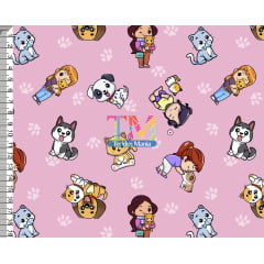 Sintético doll estampado - Mãe de pet - fundo rosa