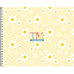 Sintético doll estampado - Margaridas Brancas - fundo amarelo