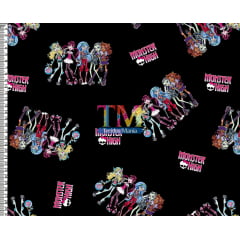 Sintético doll estampado - Monster High - Fundo Preto Sintético doll estampado - Monster High - Fundo Preto