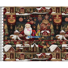 Sintético doll estampado - Natal noel - polo norte - matelassê