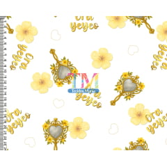 Sintético doll estampado  -  Oxum - Ora Yêyê ô - Fundo Branco