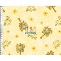 Sintético doll estampado  -  Oxum - Ora Yêyê ô - Fundo Amarelo