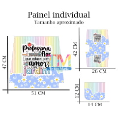 Sintético doll estampado - Painel ecobag - Necessaires - Dia dos Professores - Flores e listras