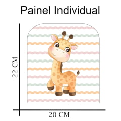 Sintético doll estampado - Painel Lancheira - Girafinha - ondas aquarela