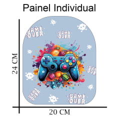 Sintético doll estampado - Painel Mini Mochila - Game over - fundo azul