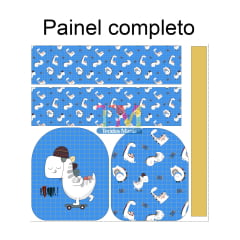 Sintético doll estampado - Painel Mini Mochila - Dino - roarr - fundo grid
