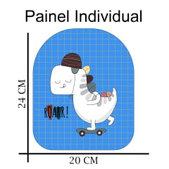 Sintético doll estampado - Painel Mini Mochila - Dino - roarr - fundo grid
