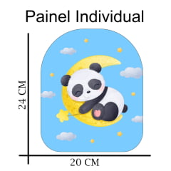 Sintético doll estampado - Painel Mini Mochila - Panda - fundo azul