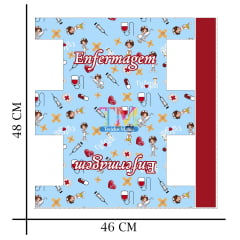 Sintético doll estampado - Painel Necessaires - Enfermagem - fundo azul