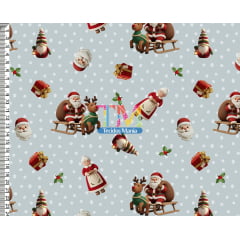 Sintético doll estampado - Papai e Mamãe noel - Cinza - Bordado - 3D Sintético doll estampado - Papai e Mamãe noel - Cinza - Bordado - 3D