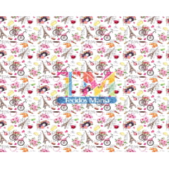 Sintético doll estampado - Paris - Fundo Branco
