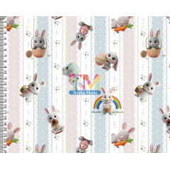 Sintético doll estampado - Páscoa - coelho baby - fundo Rendinha