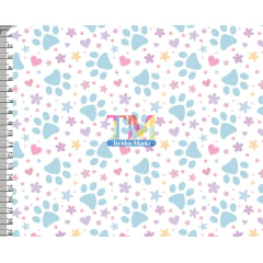 Sintético doll estampado  - Patinhas - coração - fundo branco
