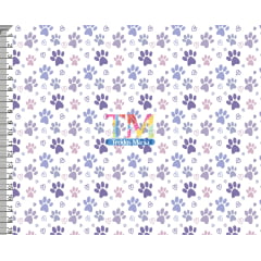 Sintético doll estampado  -  Patinhas - lilás - fundo branco