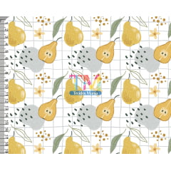 Sintético doll estampado - Pera - quadriculado - fundo branco