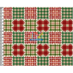 Sintético doll estampado - Retalhos de natal - xadrez