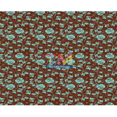 Sintético doll estampado - Rosas Tiffany - Fundo Marrom