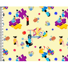 Sintético doll estampado - terapia ocupacional - fundo amarelo
