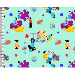 Sintético doll estampado - terapia ocupacional - fundo verde agua