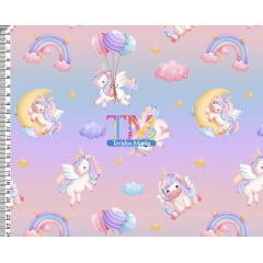Sintético doll estampado - Unicórnio - Céu - fundo algodão doce