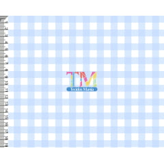 Sintético doll estampado - Xadrez - azul bebê com branco