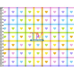 Sintético doll estampado  - Xadrez color - corações - fundo branco