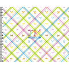 Sintético doll estampado  -  Xadrez lateral - laço - fundo branco