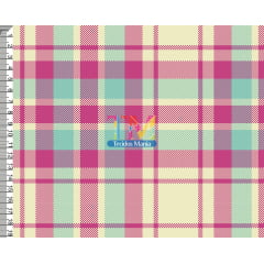 Sintético doll estampado  - Xadrez - tartan - pink com verde