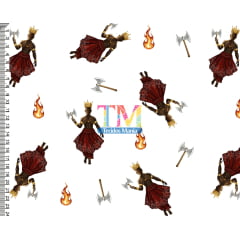 Sintético doll estampado - Xangô - Machado - Fundo Branco Sintético doll estampado - Xangô - Machado - Fundo Branco