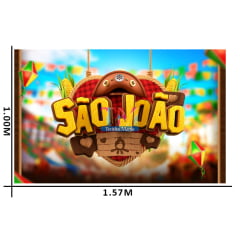 Tecido microfibra estampado - Painel - São João - azul claro
