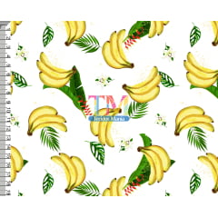 Tecido tricoline, microfibra ou gabardine estampado - bananas - fundo branco