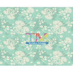 Tecido tricoline, microfibra ou gabardine estampado  - Flores Brancas - Tiffany