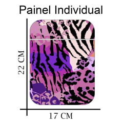 Tecido Gabardine estampado - Painel Shoulder bag - Zebra e Onça - roxo e rosa