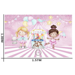 Tecido microfibra estampado - Painel - Circo rosa