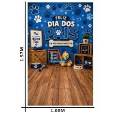 Tecido microfibra estampado - Painel Fotográfico - Dias dos pais - Pai de Pet - Azul