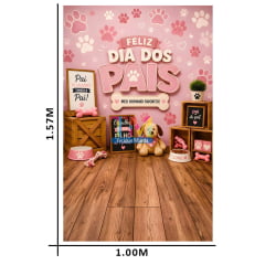 Tecido microfibra estampado - Painel Fotográfico - Dias dos pais - Pai de Pet - Rosa