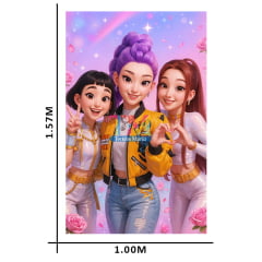 Tecido microfibra estampado - Painel de Festa - Guerreiras do K-pop - Huntrix