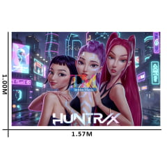 Tecido microfibra estampado - Painel de Festa - Guerreiras do K-pop -Huntrix - Efeito Neon Tecido microfibra estampado - Painel de Festa - Guerreiras do K-pop -Huntrix - Efeito Neon