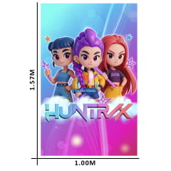 Tecido microfibra estampado - Painel de Festa - Guerreiras do K-pop -Huntrix - Funko Tecido microfibra estampado - Painel de Festa - Guerreiras do K-pop -Huntrix - Funko