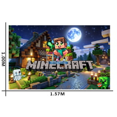Tecido microfibra estampado - Painel de Festa - Minecraft