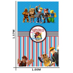 Tecido microfibra estampado - Painel de Festa - Roblox listrado