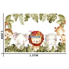 Tecido microfibra estampado - Painel de Festa - Safari - aquarela